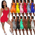 2021 Summer wholesale women rompers fashionable women's clothing one piece sexy solid casual backless sleeveless color jumpsuit